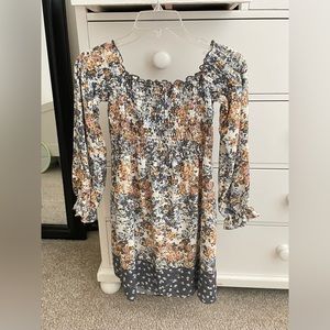 Babydoll Floral Long Sleeve Dress - Juniors Small